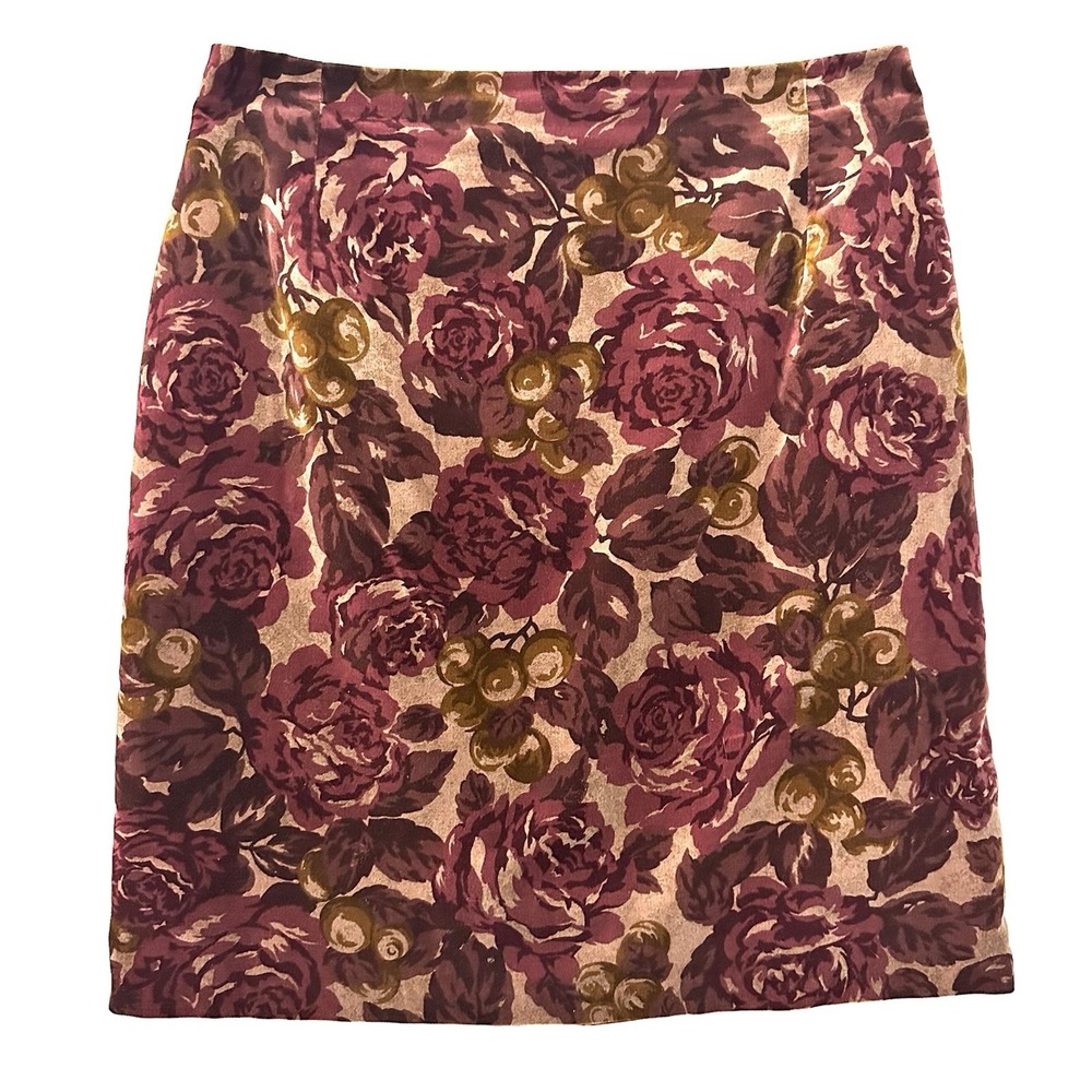 Laura Ashley‎ Vintage 90s Velvet Sz 12 Pencil Skirt Cottagecore Vamp Whimsigoth